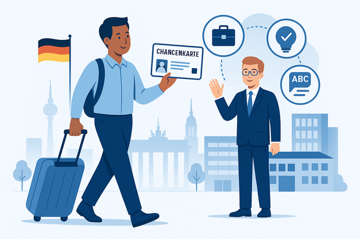 Internationale Fachkräfte mit Chancenkarte 2025 – Symbolbild für berufliche Integration in Deutschland